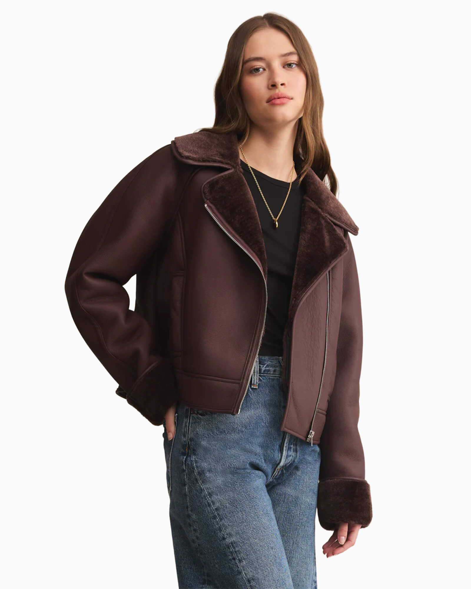 Locklin Vegan Leather Sherpa Jacket
