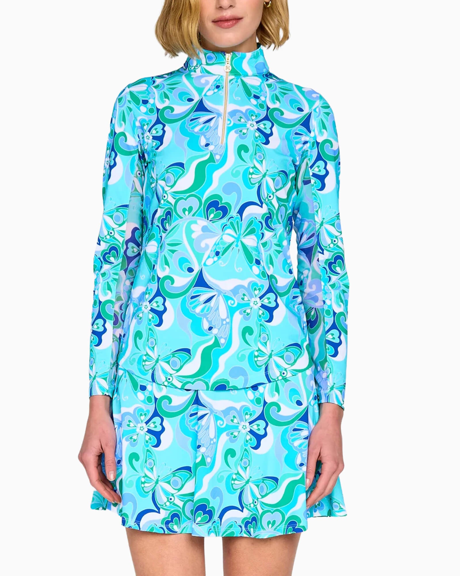 Women's Long Sleeve Performance Top Blue Papillon